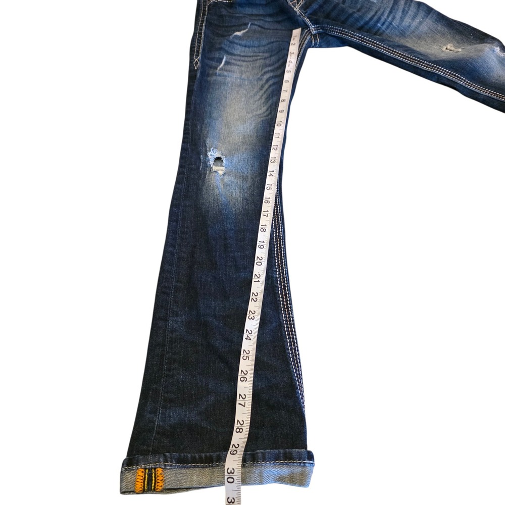 Rock Revival Drew Bootcut Jeans Women Size 25 Dark Wash Distressed Rhinestone - Picture 13 of 14